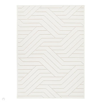 Maze MAZ101 Modern Geometric Metallic Shimmer Carved Hi-Lo Soft-Touch Polyester Low Profile Short Pile Soft Ivory Rug-Concept Looms-Rug Love - The Most Loved Rug Store
